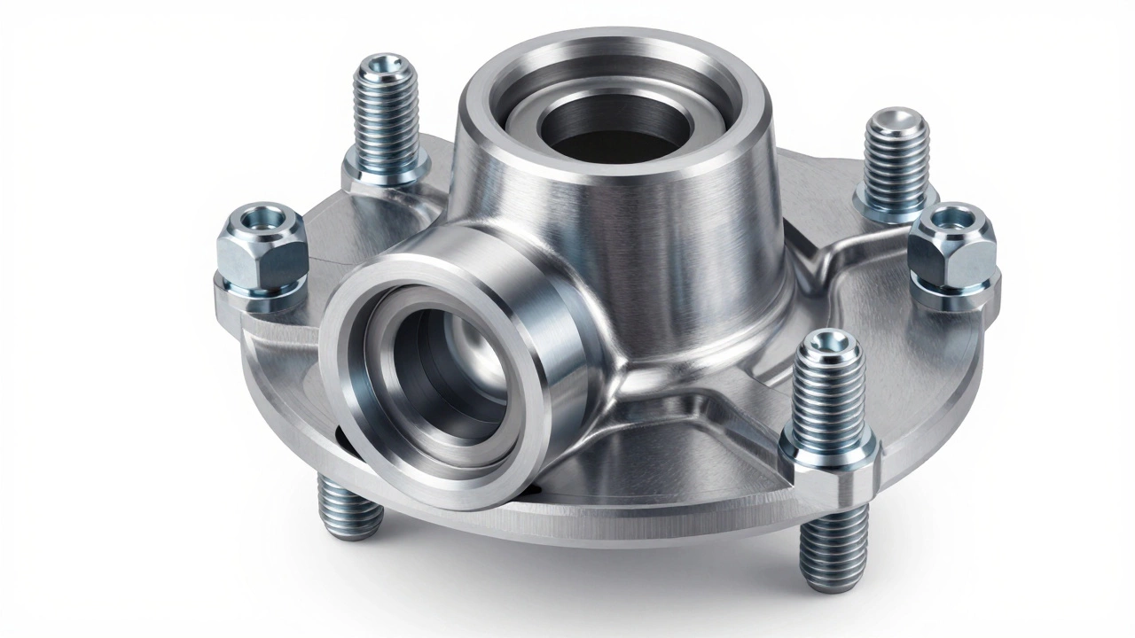 Technical cutaway view showing wheel spacer alignment on a car hub.