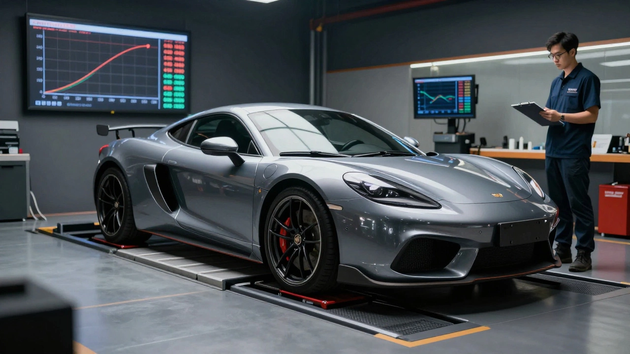 Car on dynamometer showing minimal power gains