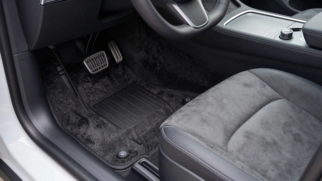 Custom fit floor mats and Alcantara seat covers refreshing car interior