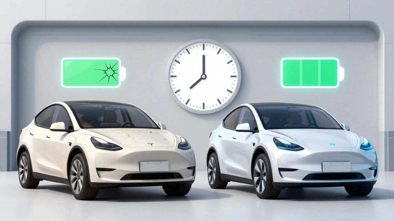 Old vs new electric cars showing rapid tech obsolescence