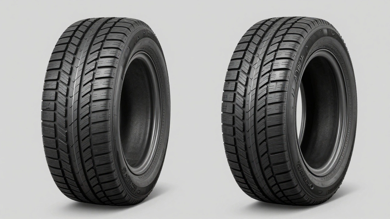 Comparison of even vs uneven tire wear caused by negative camber