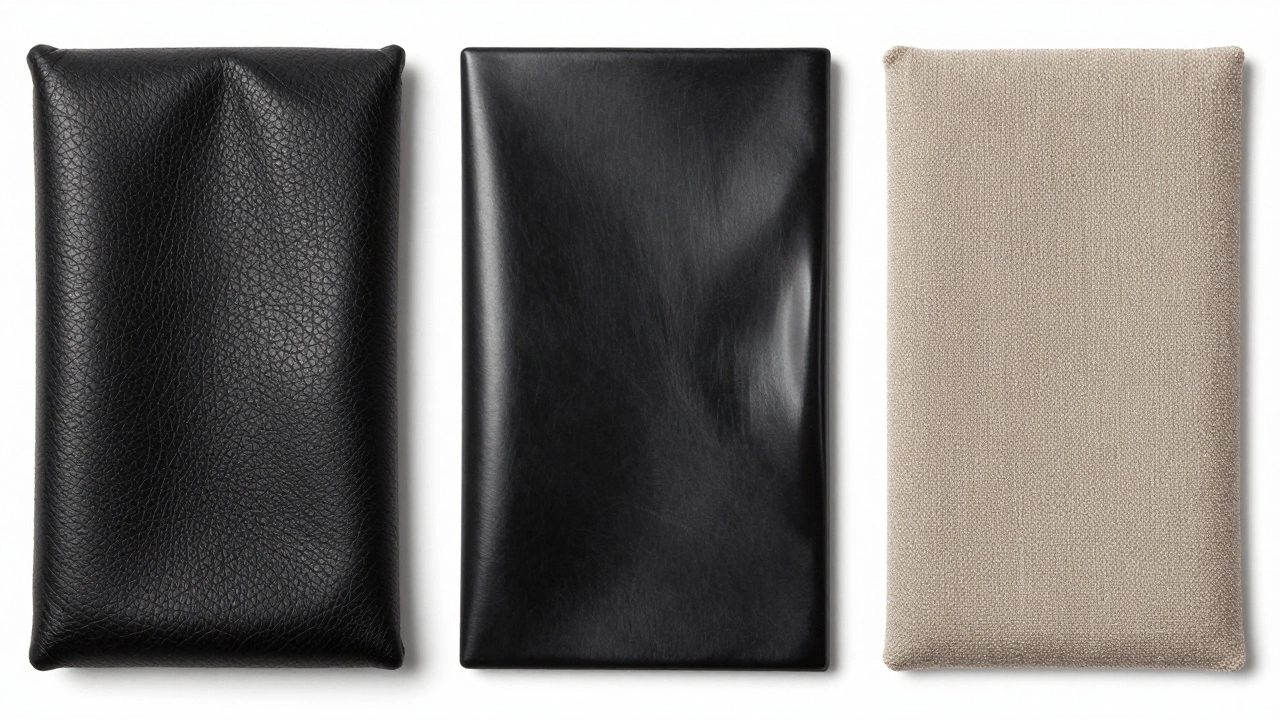 Comparison of treated leather, vinyl, and fabric car interior materials