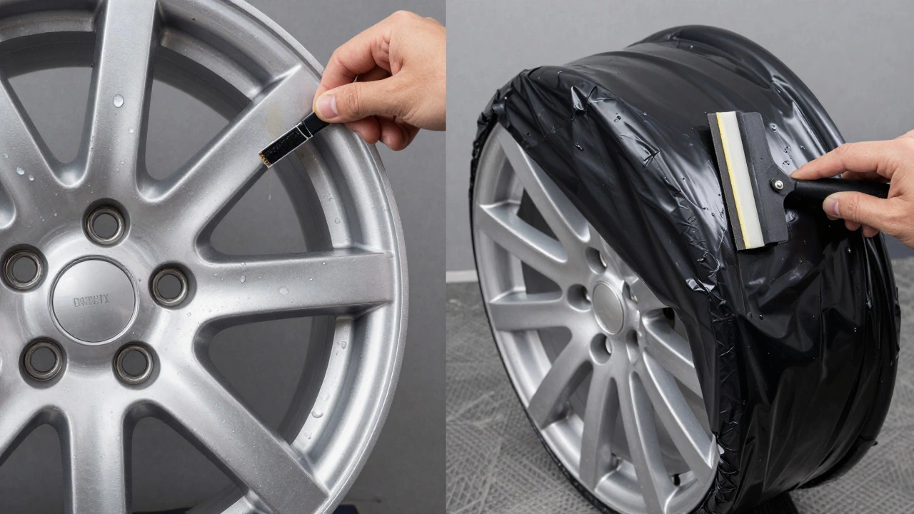 Wheel maintenance: applying ceramic coating and vinyl wrap