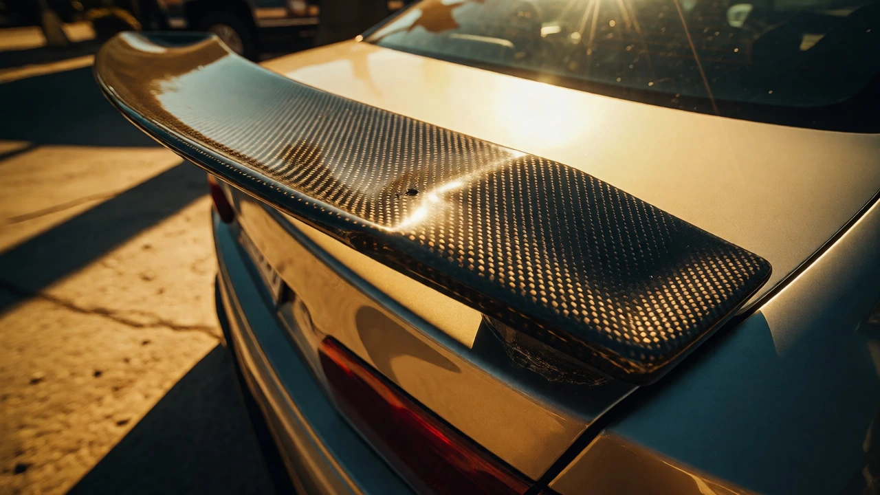 Yellowing carbon fiber spoiler under harsh sunlight